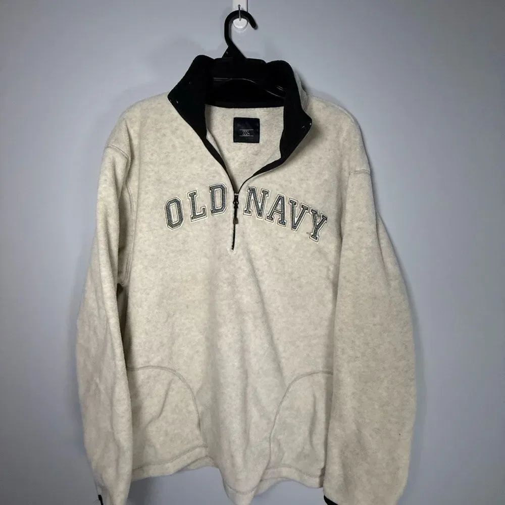 MEN'S OLD NAVY FLEECE PULLOVER ZIP NECK SWEATSHIRT SIZE XL light gray